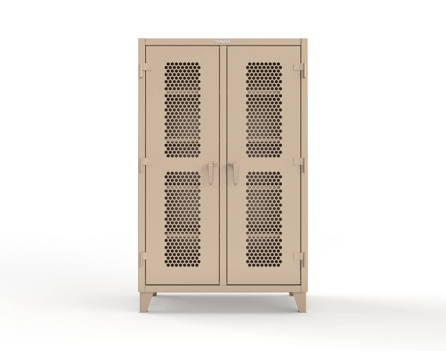 Extreme Duty 12 GA Ventilated (Hex) Double Shift Cabinet with 8 Shelves - 48 In. W x 24 In. D x 78 In. H - 46-DS-H-248-1019