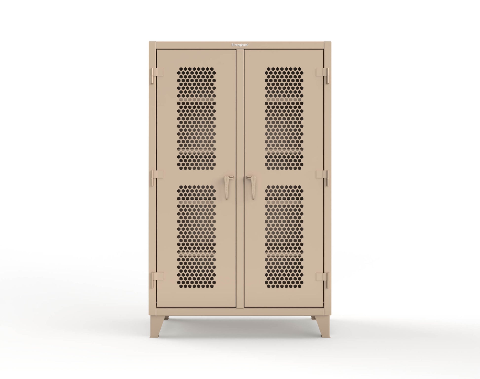 Extreme Duty 12 GA Ventilated (Hex) Double Shift Cabinet with 8 Shelves - 48 In. W x 24 In. D x 78 In. H - 46-DS-H-248-1019