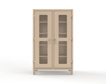 Extreme Duty 12 GA Ventilated (Hex) Double Shift Cabinet with 8 Shelves - 48 In. W x 24 In. D x 78 In. H - 46-DS-H-248-1019