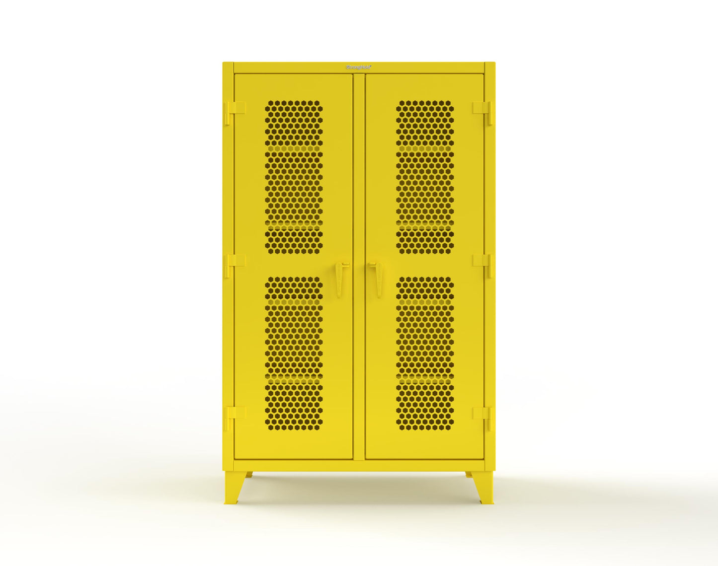 Extreme Duty 12 GA Ventilated (Hex) Double Shift Cabinet with 8 Shelves - 48 In. W x 24 In. D x 78 In. H - 46-DS-H-248-1021