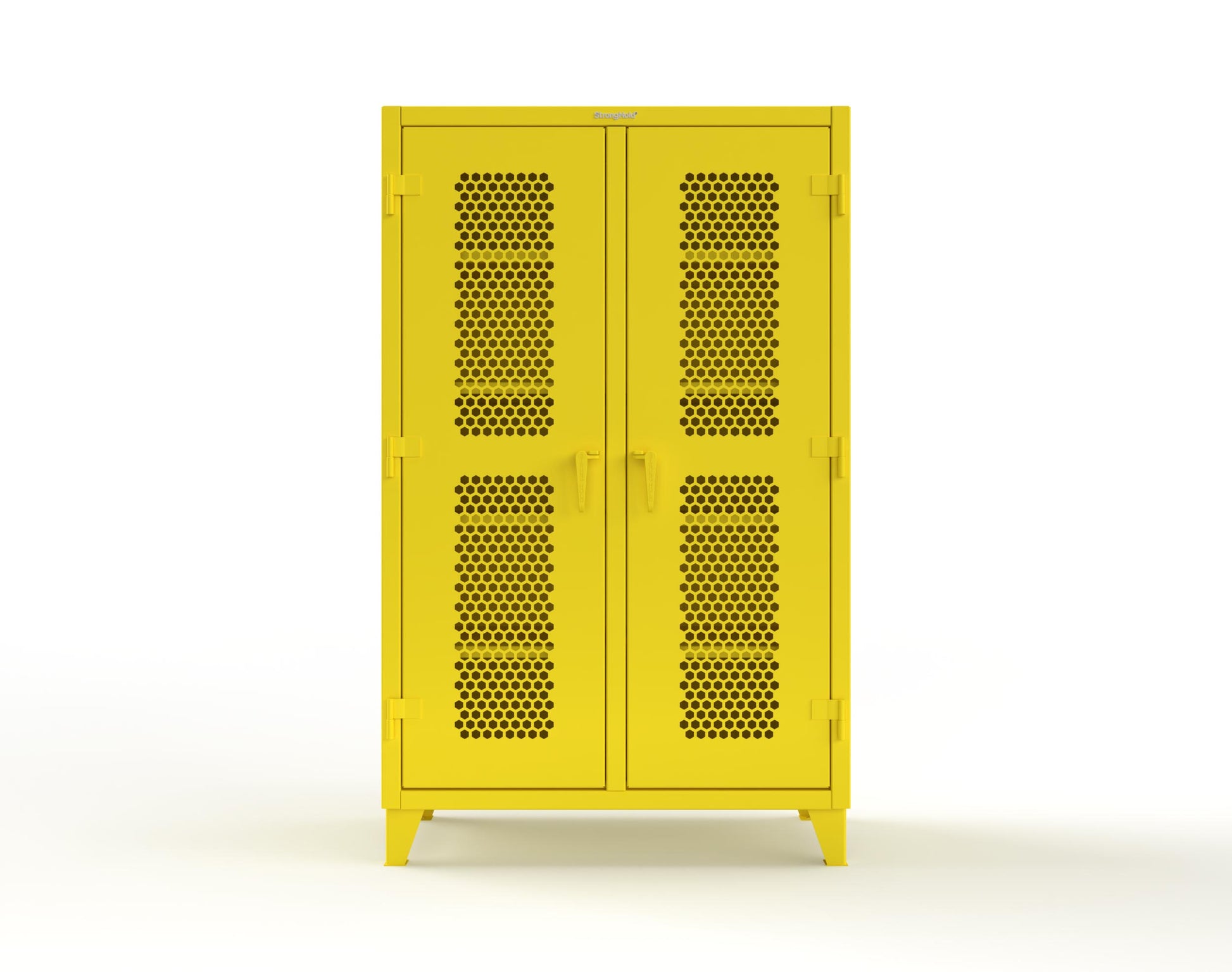 Extreme Duty 12 GA Ventilated (Hex) Double Shift Cabinet with 8 Shelves - 48 In. W x 24 In. D x 78 In. H - 46-DS-H-248-1021