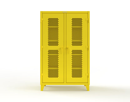Extreme Duty 12 GA Ventilated (Hex) Double Shift Cabinet with 8 Shelves - 48 In. W x 24 In. D x 78 In. H - 46-DS-H-248-1021