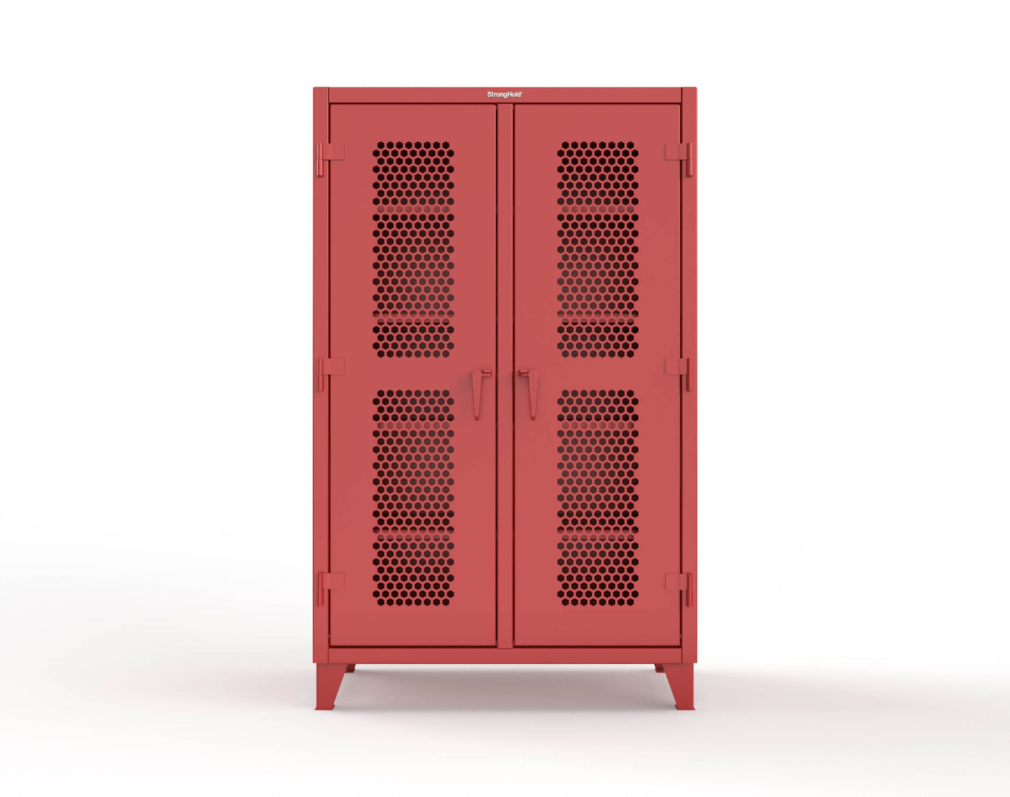 Extreme Duty 12 GA Ventilated (Hex) Double Shift Cabinet with 8 Shelves - 48 In. W x 24 In. D x 78 In. H - 46-DS-H-248-3001
