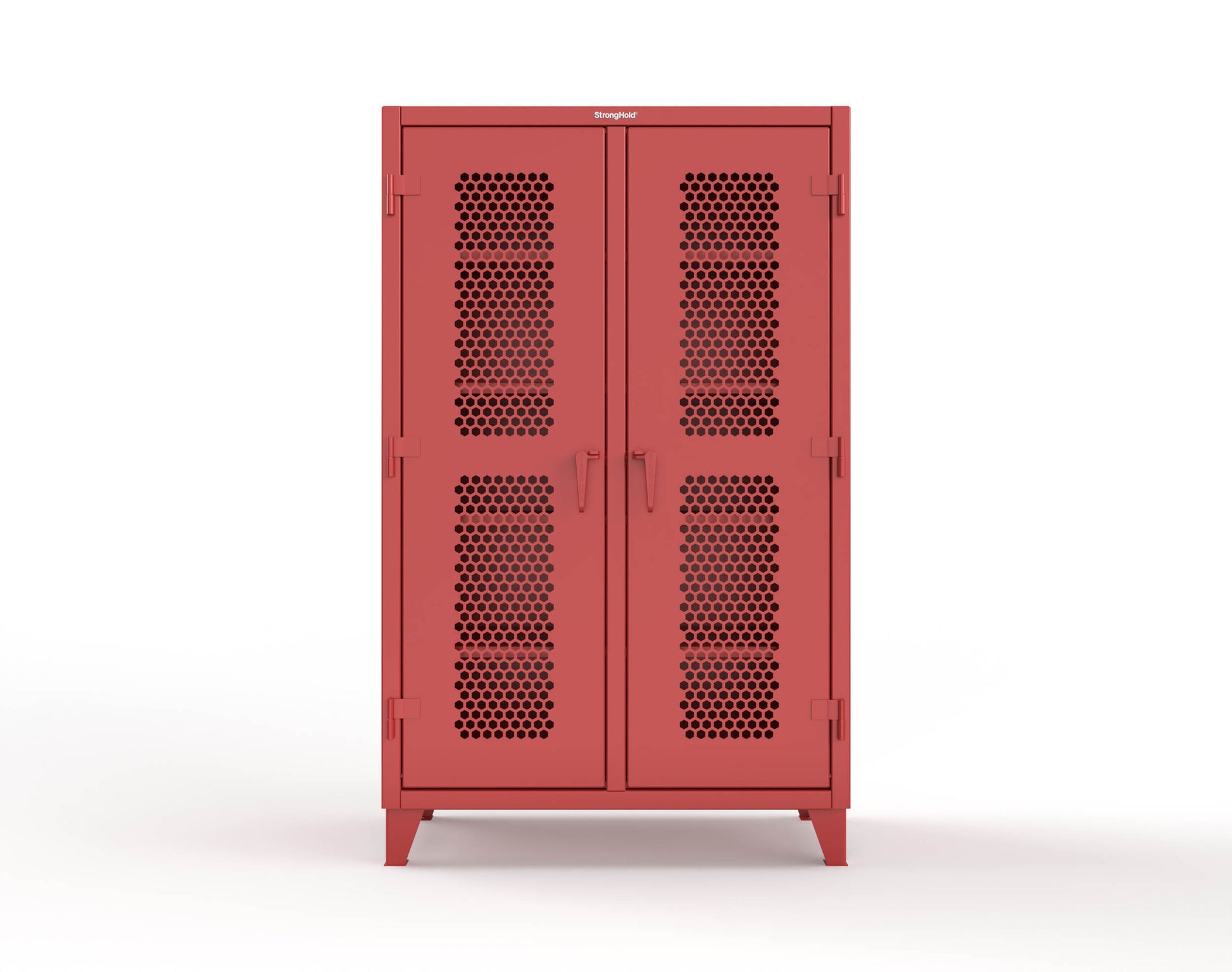 Extreme Duty 12 GA Ventilated (Hex) Double Shift Cabinet with 8 Shelves - 48 In. W x 24 In. D x 78 In. H - 46-DS-H-248-3001