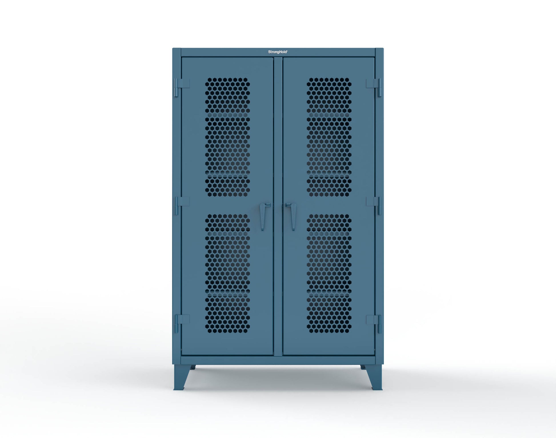 Extreme Duty 12 GA Ventilated (Hex) Double Shift Cabinet with 8 Shelves - 48 In. W x 24 In. D x 78 In. H - 46-DS-H-248-5001