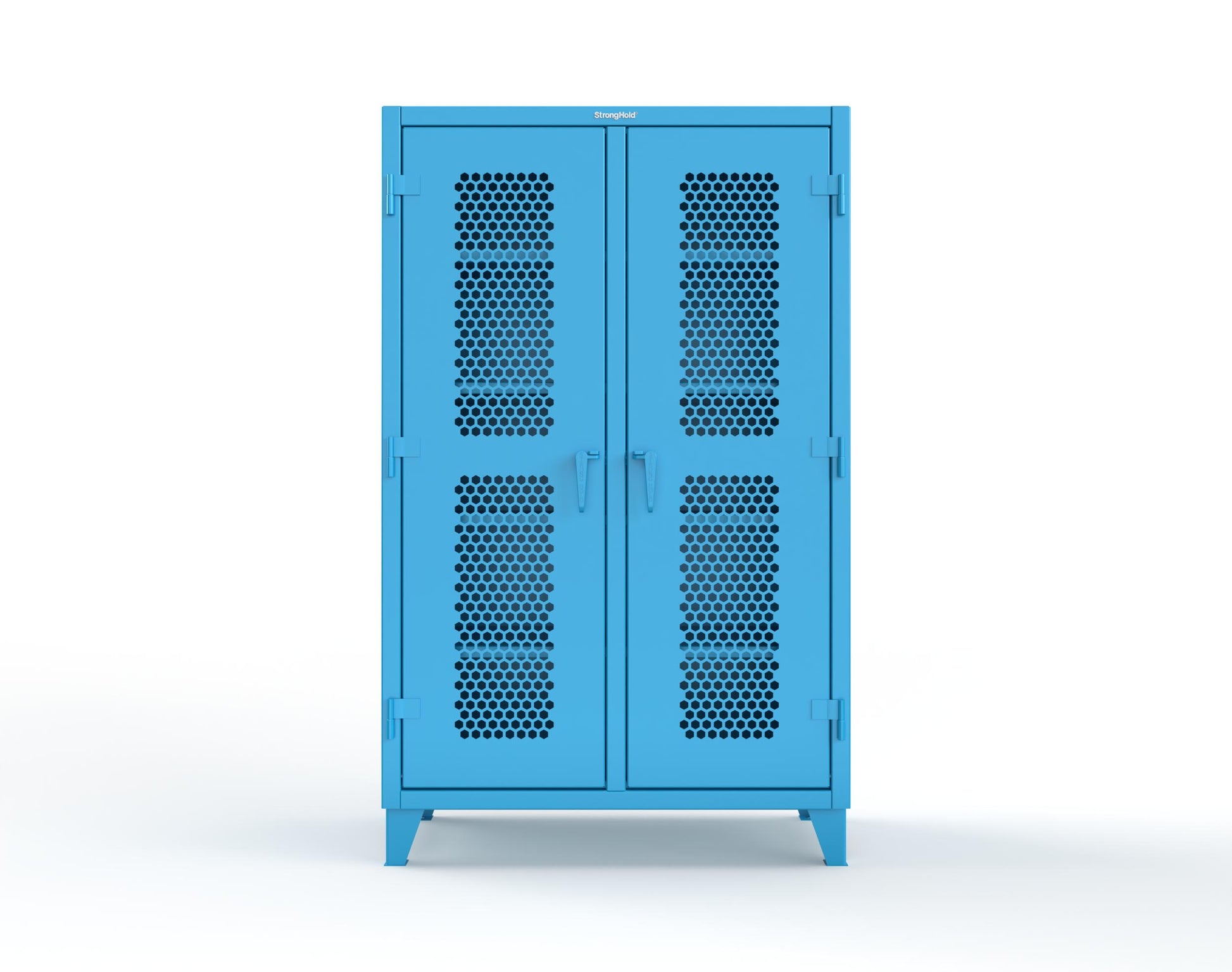 Extreme Duty 12 GA Ventilated (Hex) Double Shift Cabinet with 8 Shelves - 48 In. W x 24 In. D x 78 In. H - 46-DS-H-248-5012