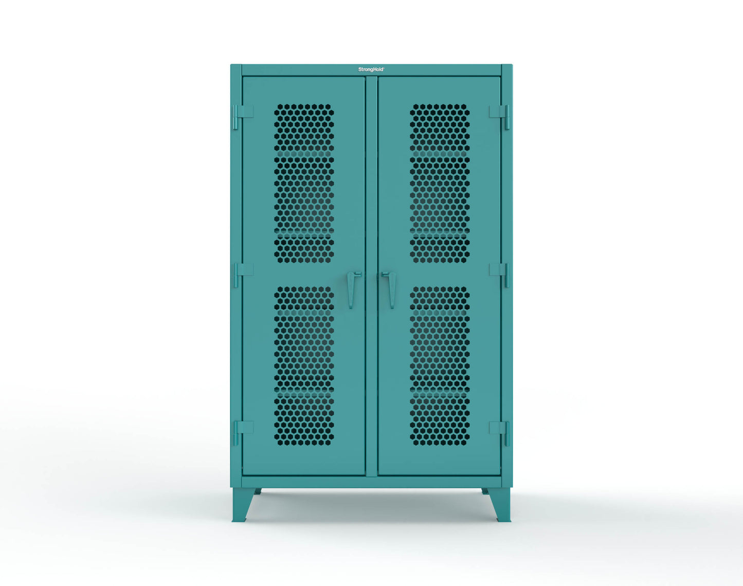 Extreme Duty 12 GA Ventilated (Hex) Double Shift Cabinet with 8 Shelves - 48 In. W x 24 In. D x 78 In. H - 46-DS-H-248-5021