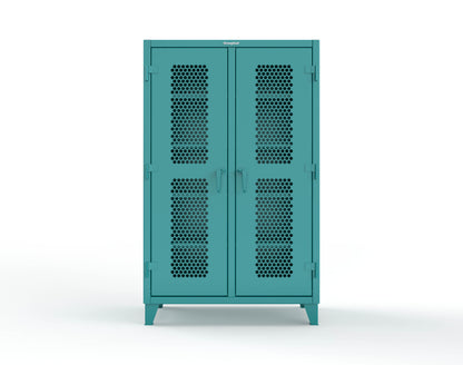 Extreme Duty 12 GA Ventilated (Hex) Double Shift Cabinet with 8 Shelves - 48 In. W x 24 In. D x 78 In. H - 46-DS-H-248-5021