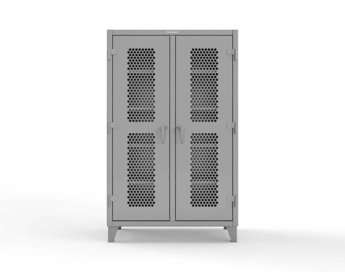 Extreme Duty 12 GA Ventilated (Hex) Double Shift Cabinet with 8 Shelves - 48 In. W x 24 In. D x 78 In. H - 46-DS-H-248-7037
