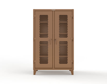 Extreme Duty 12 GA Ventilated (Hex) Double Shift Cabinet with 8 Shelves - 48 In. W x 24 In. D x 78 In. H - 46-DS-H-248-8008