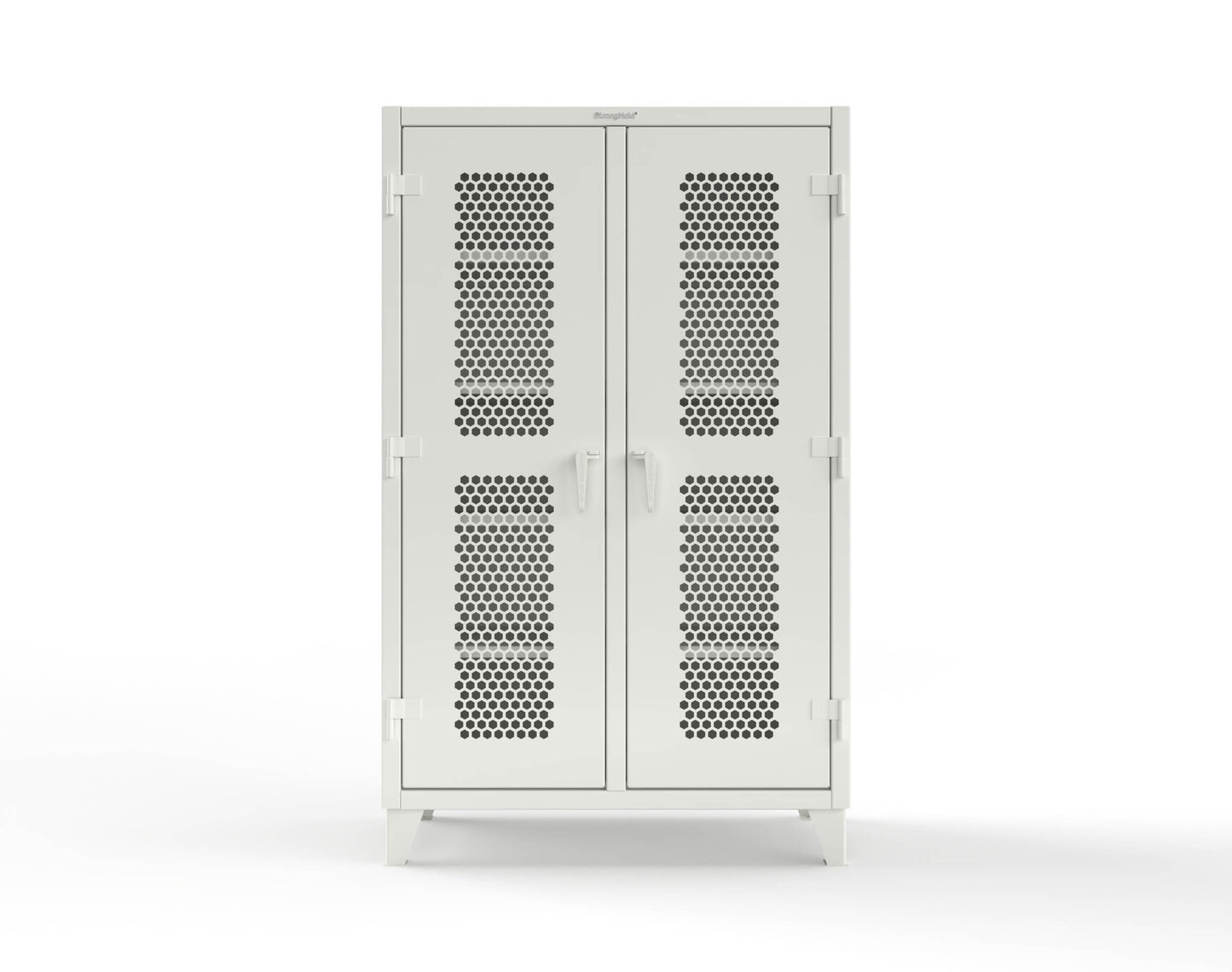 Extreme Duty 12 GA Ventilated (Hex) Double Shift Cabinet with 8 Shelves - 48 In. W x 24 In. D x 78 In. H - 46-DS-H-248-9003