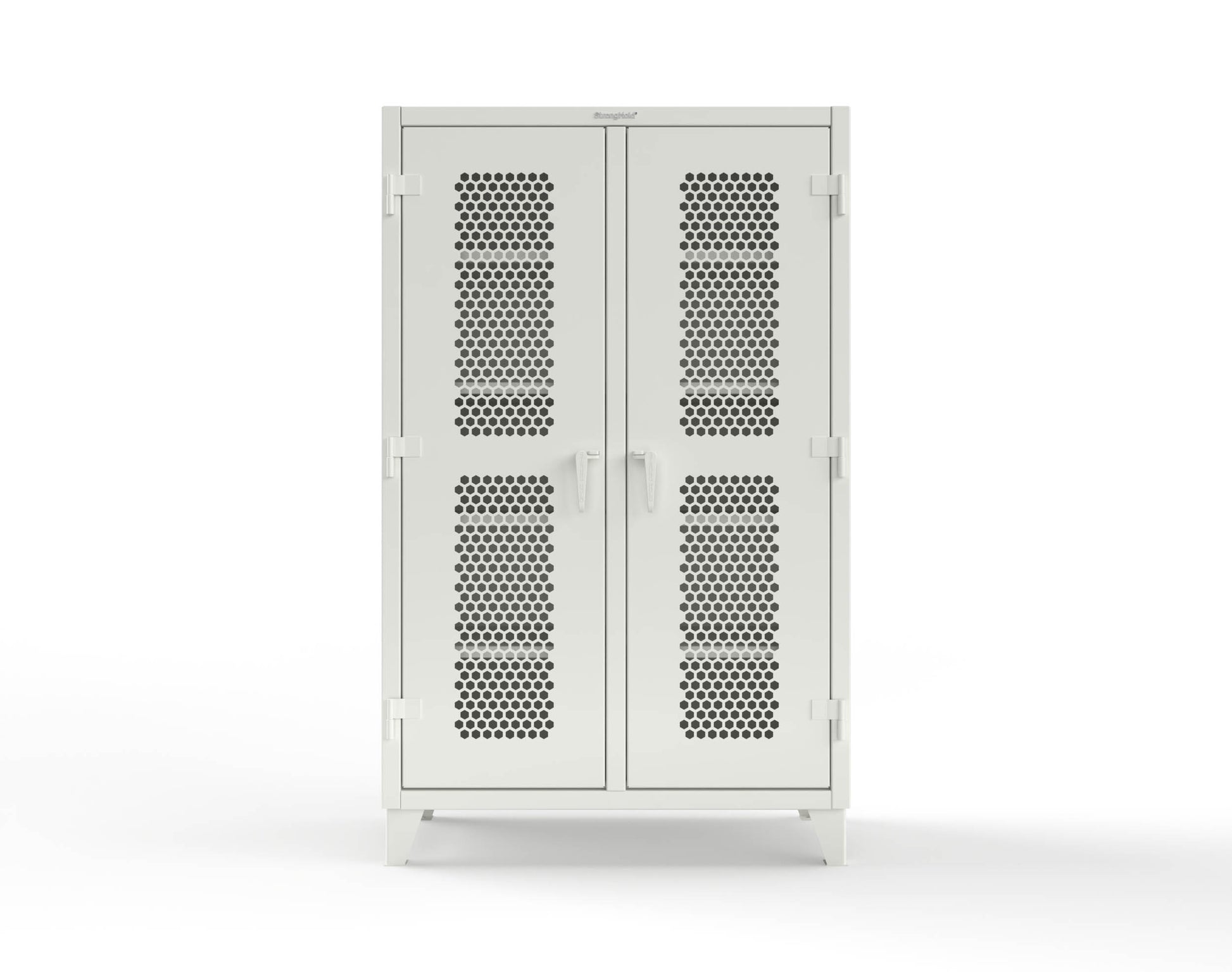 Extreme Duty 12 GA Ventilated (Hex) Double Shift Cabinet with 8 Shelves - 48 In. W x 24 In. D x 78 In. H - 46-DS-H-248-9003