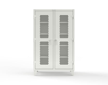 Extreme Duty 12 GA Ventilated (Hex) Double Shift Cabinet with 8 Shelves - 48 In. W x 24 In. D x 78 In. H - 46-DS-H-248-9003