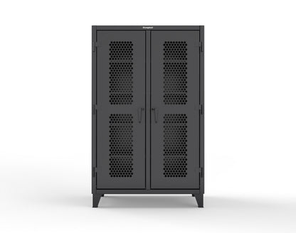 Extreme Duty 12 GA Ventilated (Hex) Double Shift Cabinet with 8 Shelves - 48 In. W x 24 In. D x 78 In. H - 46-DS-H-248-9005