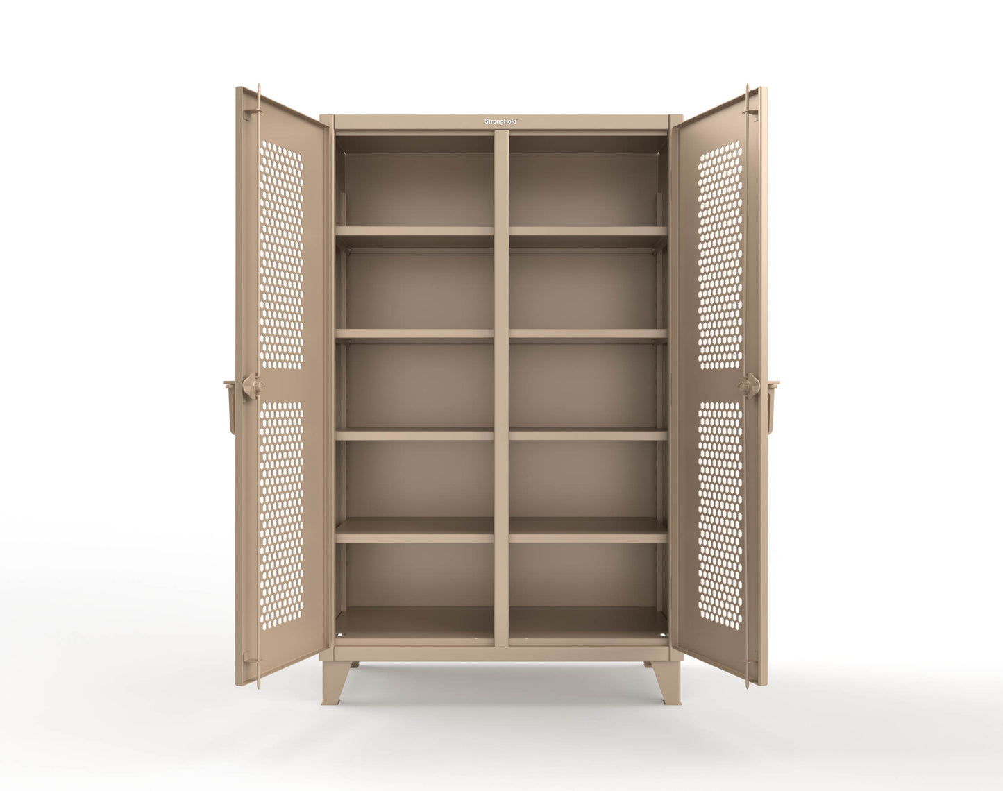 Extreme Duty 12 GA Ventilated (Hex) Double Shift Cabinet with 8 Shelves - 48 In. W x 24 In. D x 78 In. H - 46-DS-H-248-1019