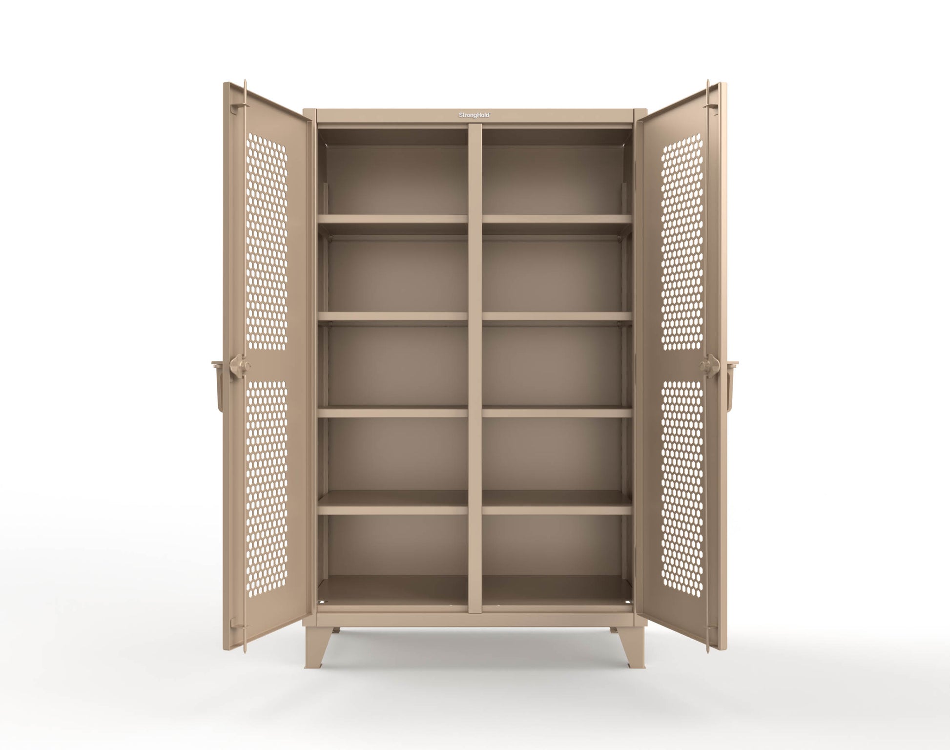 Extreme Duty 12 GA Ventilated (Hex) Double Shift Cabinet with 8 Shelves - 48 In. W x 24 In. D x 78 In. H - 46-DS-H-248-1019