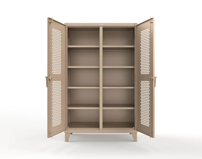Extreme Duty 12 GA Ventilated (Hex) Double Shift Cabinet with 8 Shelves - 48 In. W x 24 In. D x 78 In. H - 46-DS-H-248-1019