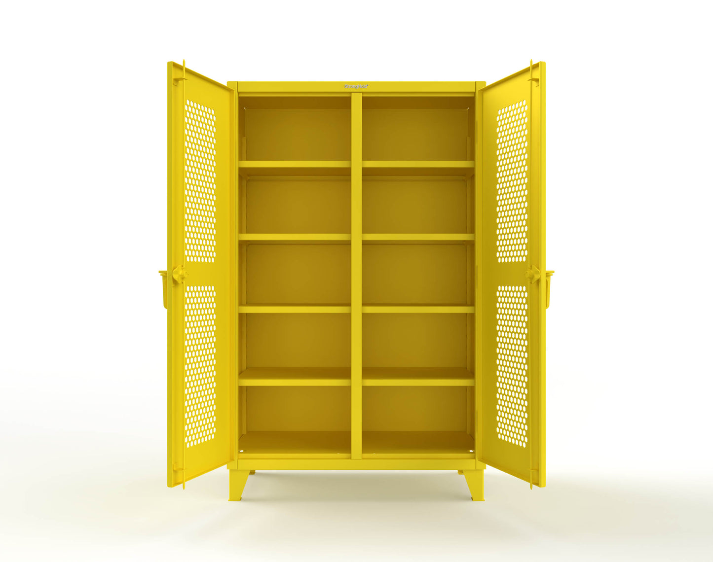 Extreme Duty 12 GA Ventilated (Hex) Double Shift Cabinet with 8 Shelves - 48 In. W x 24 In. D x 78 In. H - 46-DS-H-248-1021