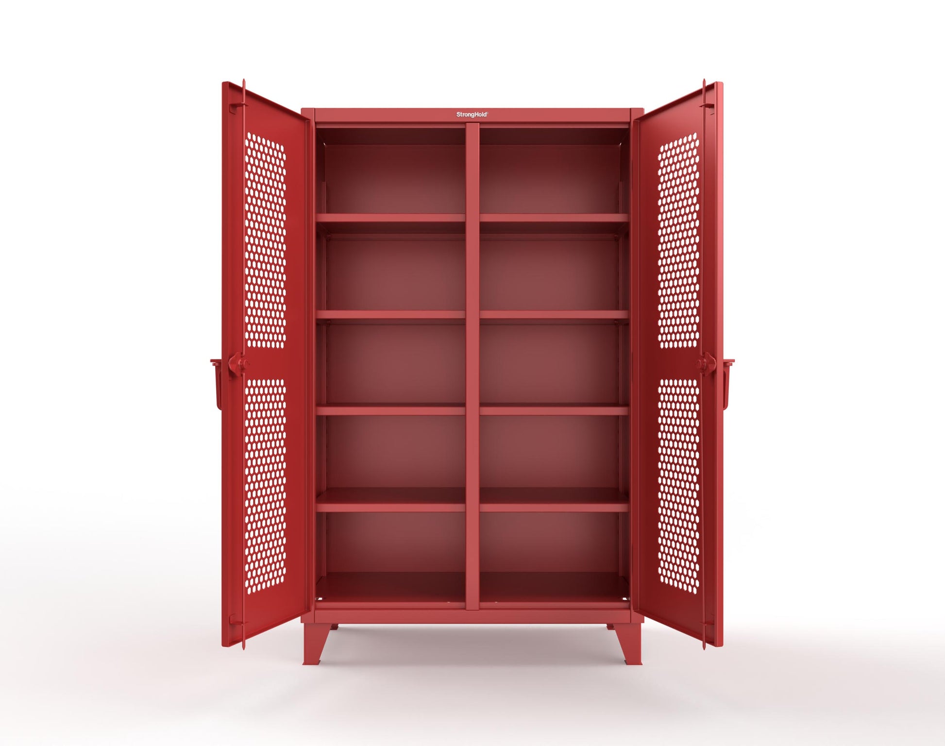 Extreme Duty 12 GA Ventilated (Hex) Double Shift Cabinet with 8 Shelves - 48 In. W x 24 In. D x 78 In. H - 46-DS-H-248-3001