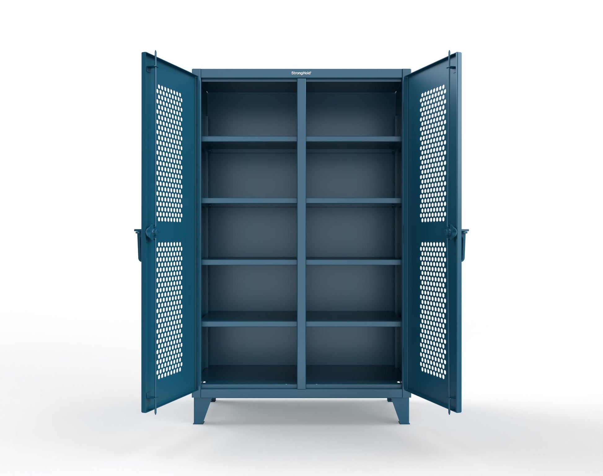 Extreme Duty 12 GA Ventilated (Hex) Double Shift Cabinet with 8 Shelves - 48 In. W x 24 In. D x 78 In. H - 46-DS-H-248-5001