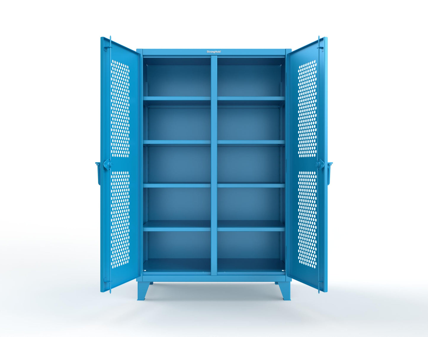 Extreme Duty 12 GA Ventilated (Hex) Double Shift Cabinet with 8 Shelves - 48 In. W x 24 In. D x 78 In. H - 46-DS-H-248-5012