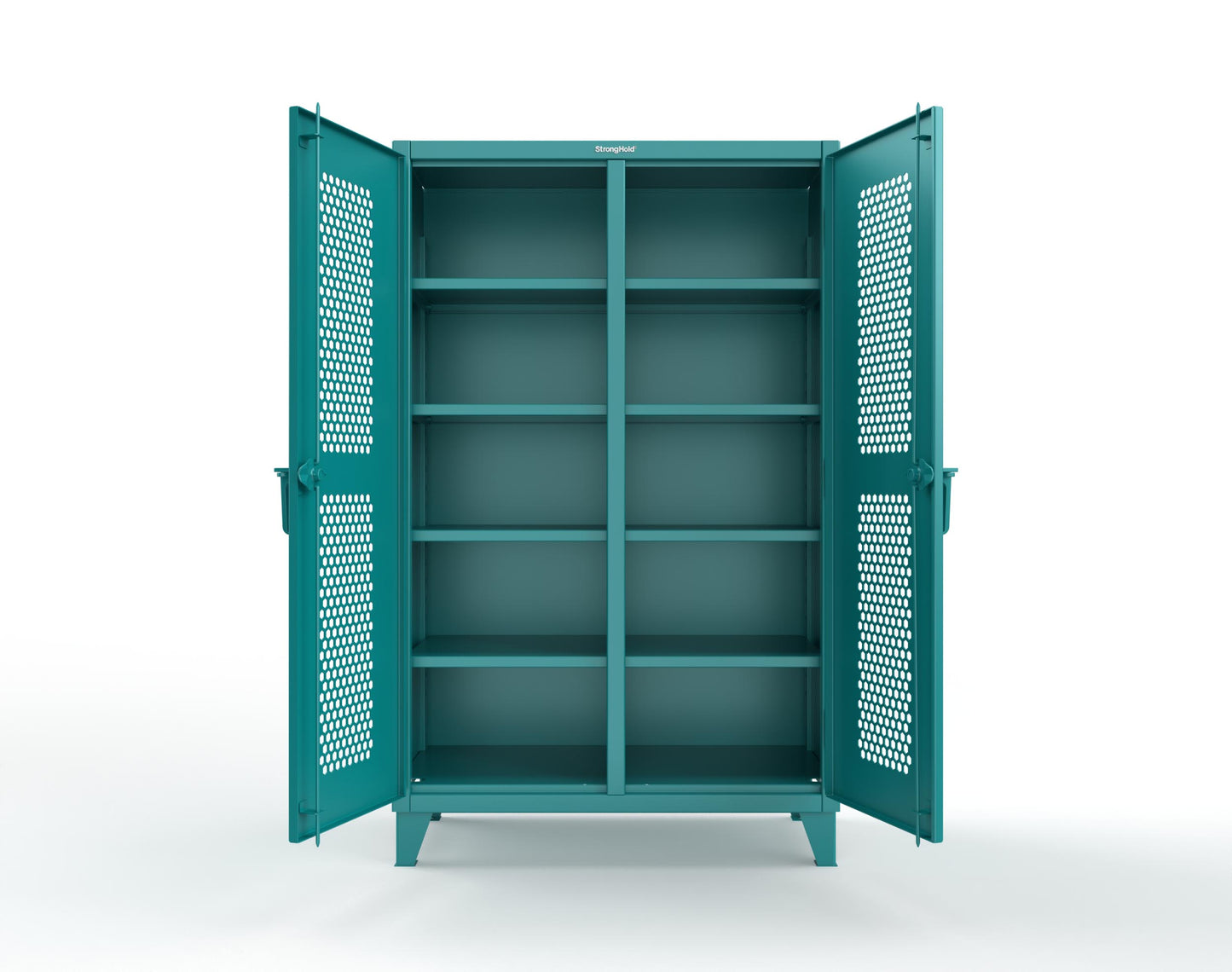 Extreme Duty 12 GA Ventilated (Hex) Double Shift Cabinet with 8 Shelves - 48 In. W x 24 In. D x 78 In. H - 46-DS-H-248-5021