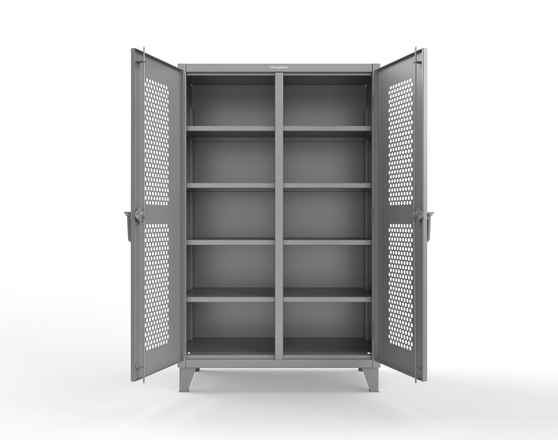 Extreme Duty 12 GA Ventilated (Hex) Double Shift Cabinet with 8 Shelves - 48 In. W x 24 In. D x 78 In. H - 46-DS-H-248-7037