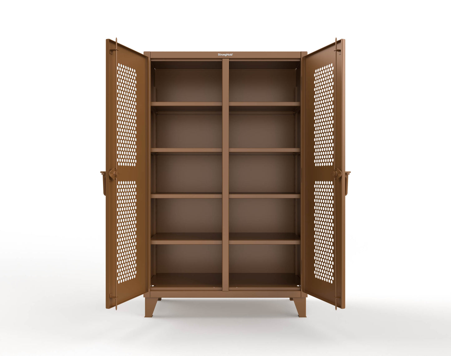 Extreme Duty 12 GA Ventilated (Hex) Double Shift Cabinet with 8 Shelves - 48 In. W x 24 In. D x 78 In. H - 46-DS-H-248-8008