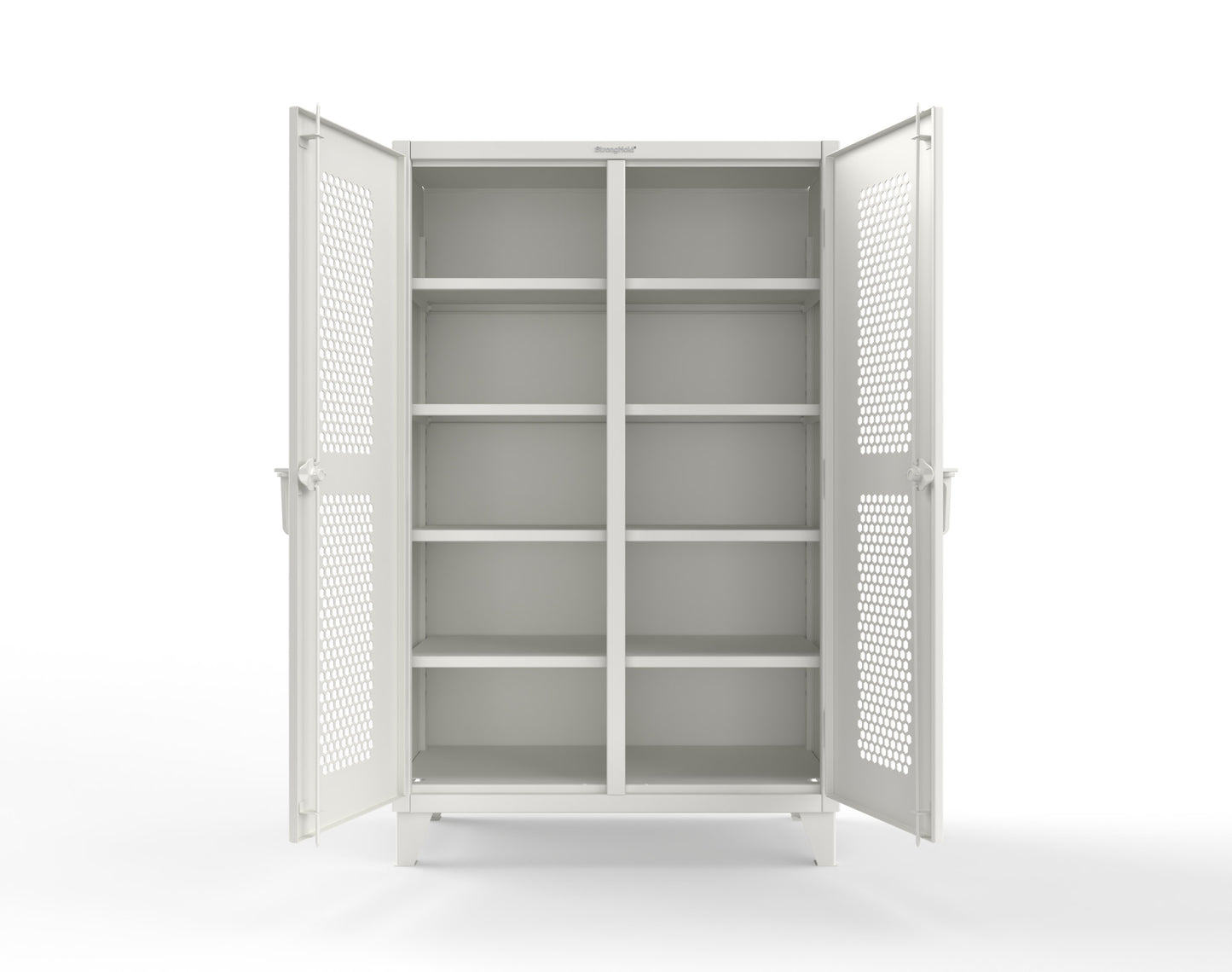 Extreme Duty 12 GA Ventilated (Hex) Double Shift Cabinet with 8 Shelves - 48 In. W x 24 In. D x 78 In. H - 46-DS-H-248-9003