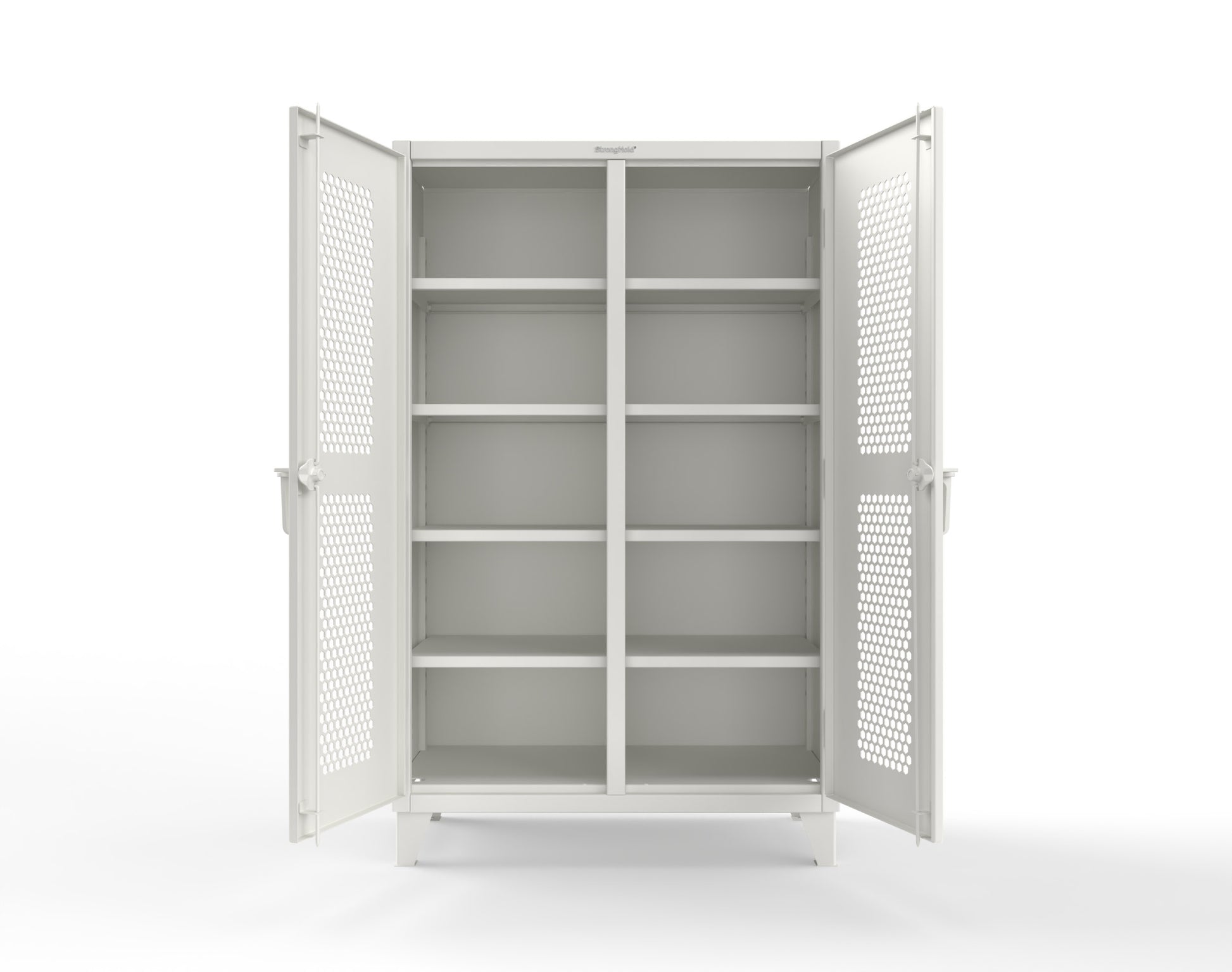 Extreme Duty 12 GA Ventilated (Hex) Double Shift Cabinet with 8 Shelves - 48 In. W x 24 In. D x 78 In. H - 46-DS-H-248-9003