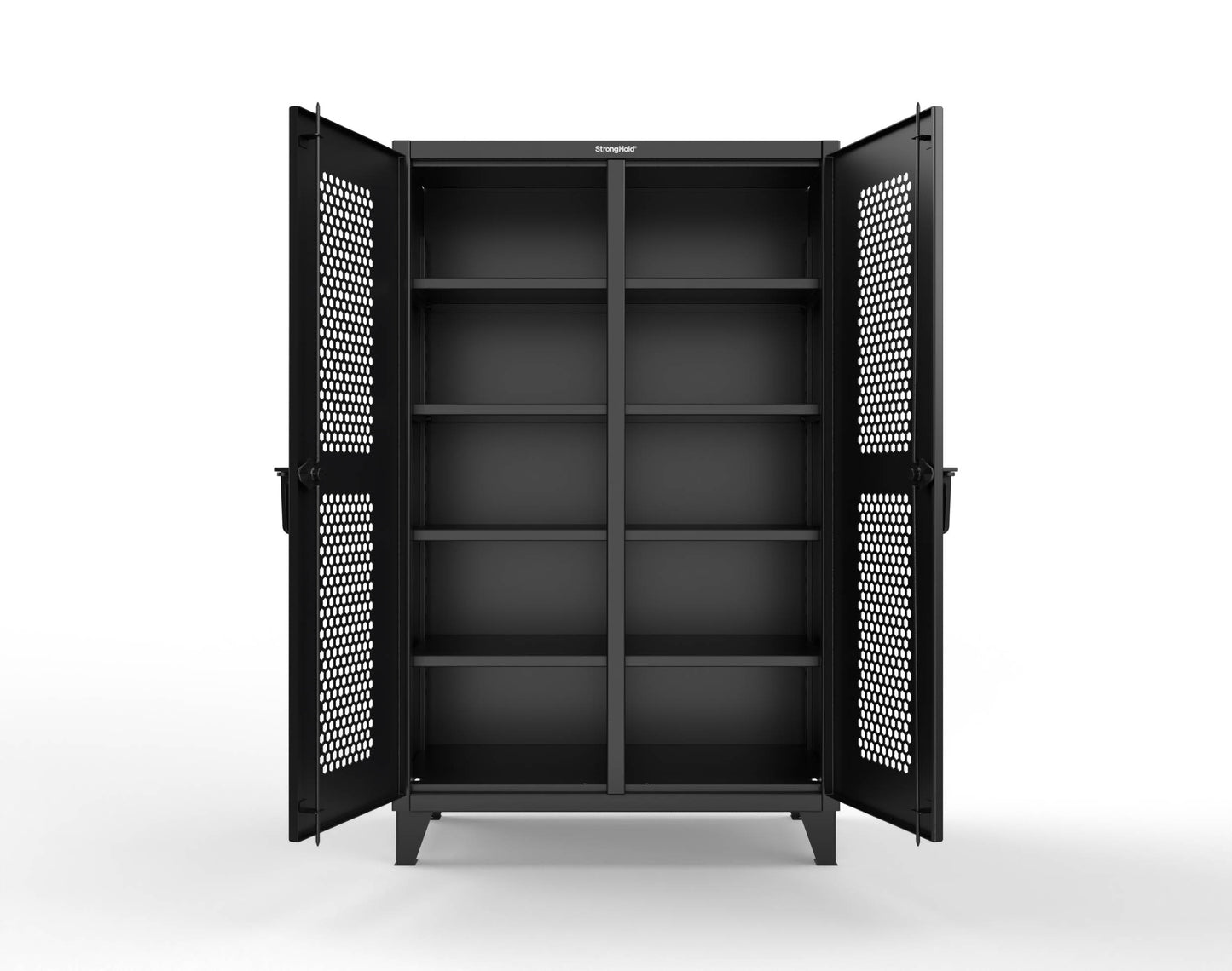 Extreme Duty 12 GA Ventilated (Hex) Double Shift Cabinet with 8 Shelves - 48 In. W x 24 In. D x 78 In. H - 46-DS-H-248-9005