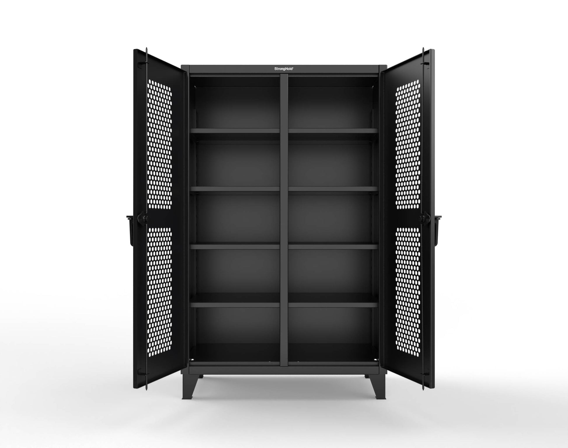 Extreme Duty 12 GA Ventilated (Hex) Double Shift Cabinet with 8 Shelves - 48 In. W x 24 In. D x 78 In. H - 46-DS-H-248-9005