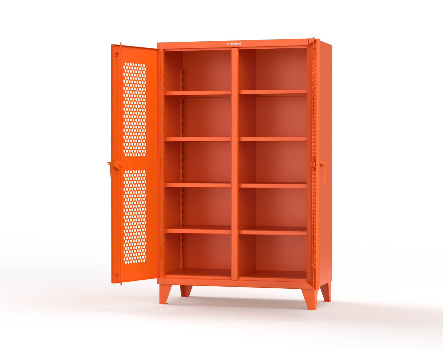 Extreme Duty 12 GA Ventilated (Hex) Double Shift Cabinet with 8 Shelves - 48 In. W x 24 In. D x 78 In. H - 46-DS-H-248-2009