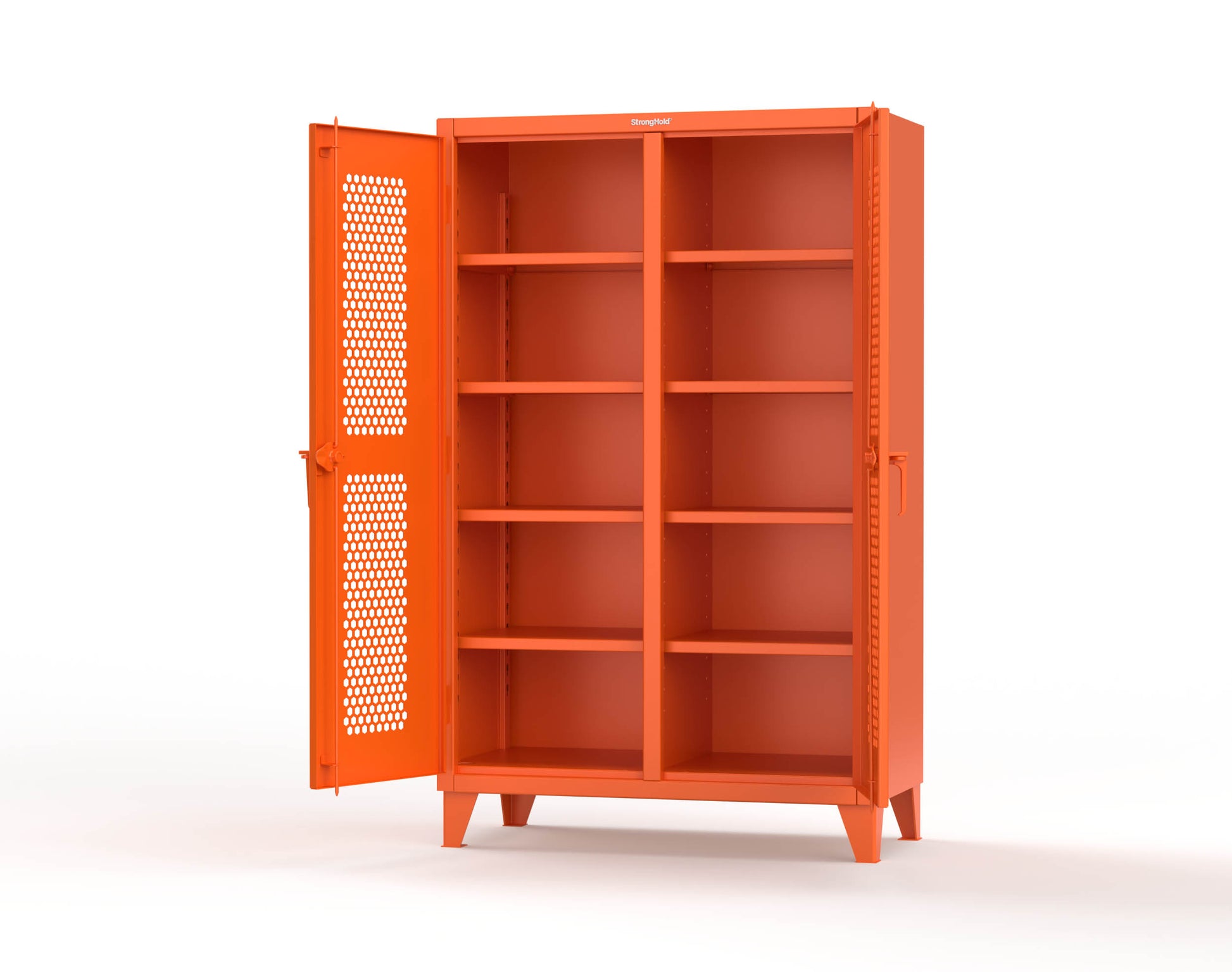 Extreme Duty 12 GA Ventilated (Hex) Double Shift Cabinet with 8 Shelves - 48 In. W x 24 In. D x 78 In. H - 46-DS-H-248-2009