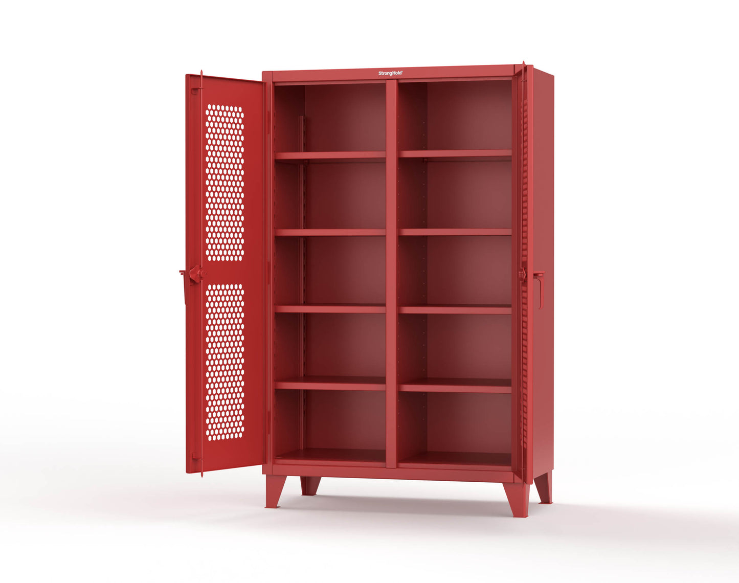Extreme Duty 12 GA Ventilated (Hex) Double Shift Cabinet with 8 Shelves - 48 In. W x 24 In. D x 78 In. H - 46-DS-H-248-3001