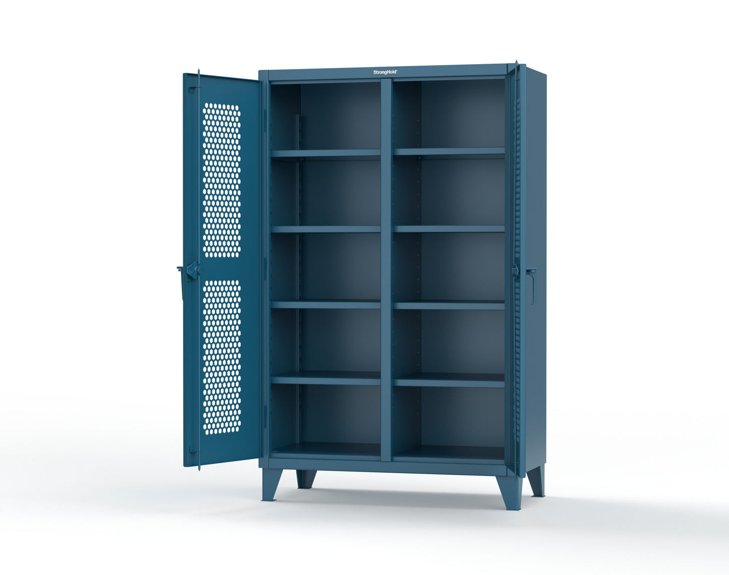 Extreme Duty 12 GA Ventilated (Hex) Double Shift Cabinet with 8 Shelves - 48 In. W x 24 In. D x 78 In. H - 46-DS-H-248-5001