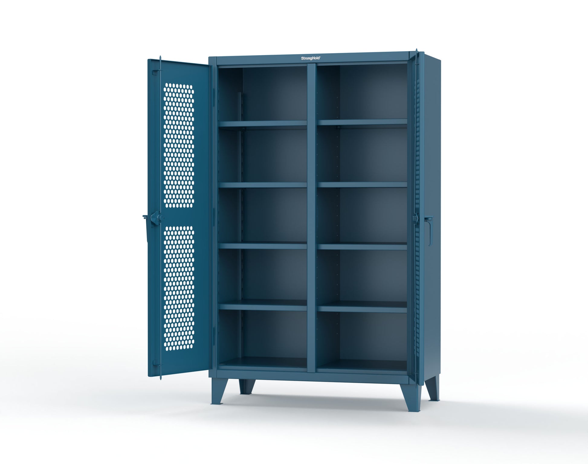 Extreme Duty 12 GA Ventilated (Hex) Double Shift Cabinet with 8 Shelves - 48 In. W x 24 In. D x 78 In. H - 46-DS-H-248-5001