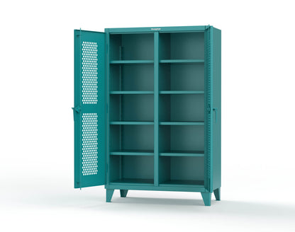 Extreme Duty 12 GA Ventilated (Hex) Double Shift Cabinet with 8 Shelves - 48 In. W x 24 In. D x 78 In. H - 46-DS-H-248-5021