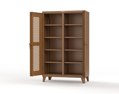 Extreme Duty 12 GA Ventilated (Hex) Double Shift Cabinet with 8 Shelves - 48 In. W x 24 In. D x 78 In. H - 46-DS-H-248-8008