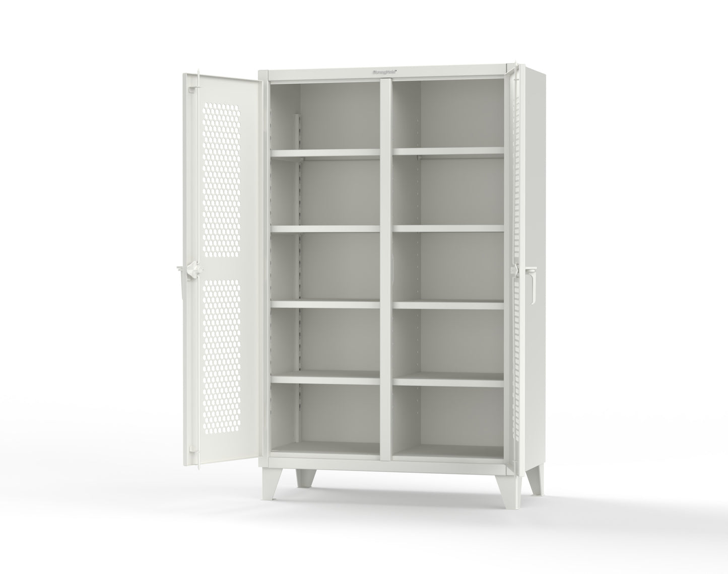 Extreme Duty 12 GA Ventilated (Hex) Double Shift Cabinet with 8 Shelves - 48 In. W x 24 In. D x 78 In. H - 46-DS-H-248-9003