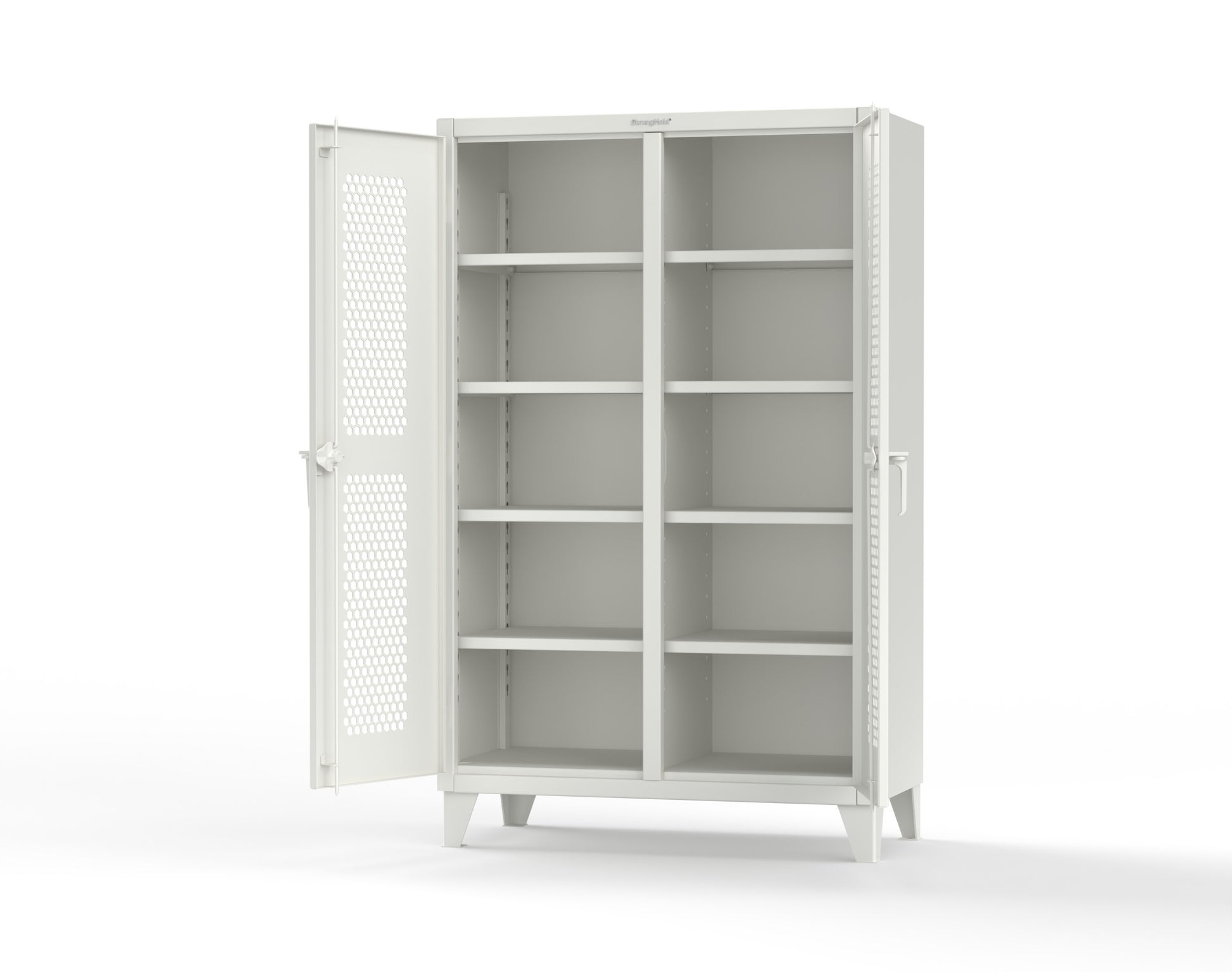 Extreme Duty 12 GA Ventilated (Hex) Double Shift Cabinet with 8 Shelves - 48 In. W x 24 In. D x 78 In. H - 46-DS-H-248-9003