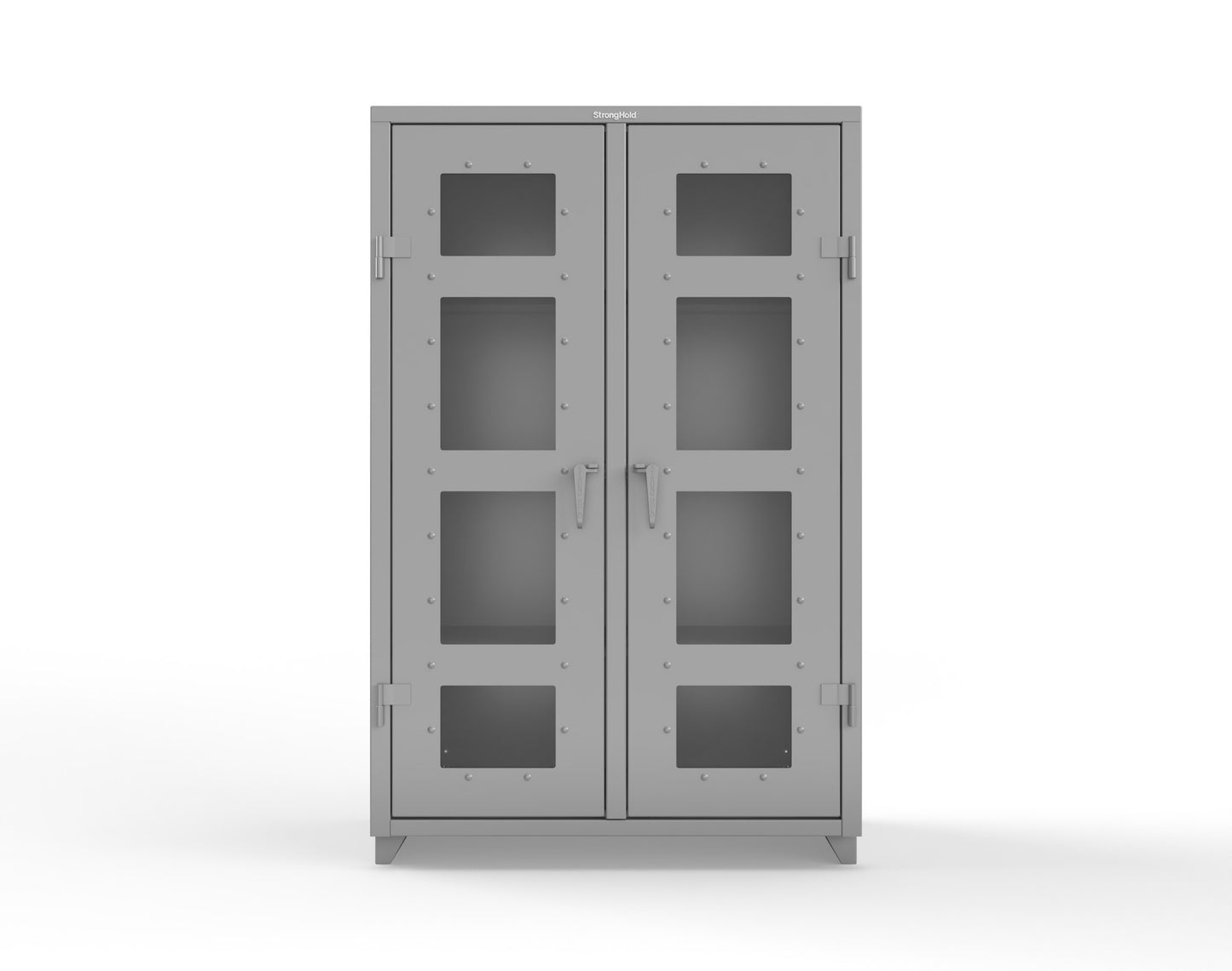 Extra Heavy Duty 14 GA Double Shift Clear View Cabinet with 6 Shelves - 48 In. W x 24 In. D x 75 In. H - 46-DS-LD-246-L-7037
