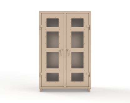 Extra Heavy Duty 14 GA Double Shift Clear View Cabinet with 6 Shelves - 48 In. W x 24 In. D x 75 In. H - 46-DS-LD-246-L-1019