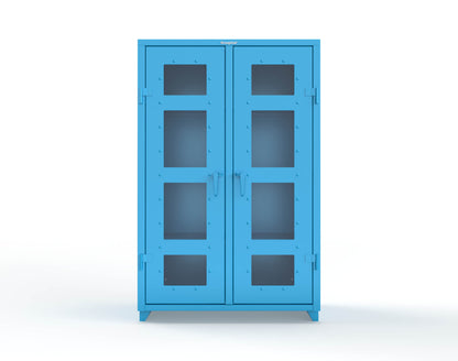 Extra Heavy Duty 14 GA Double Shift Clear View Cabinet with 6 Shelves - 48 In. W x 24 In. D x 75 In. H - 46-DS-LD-246-L-5012