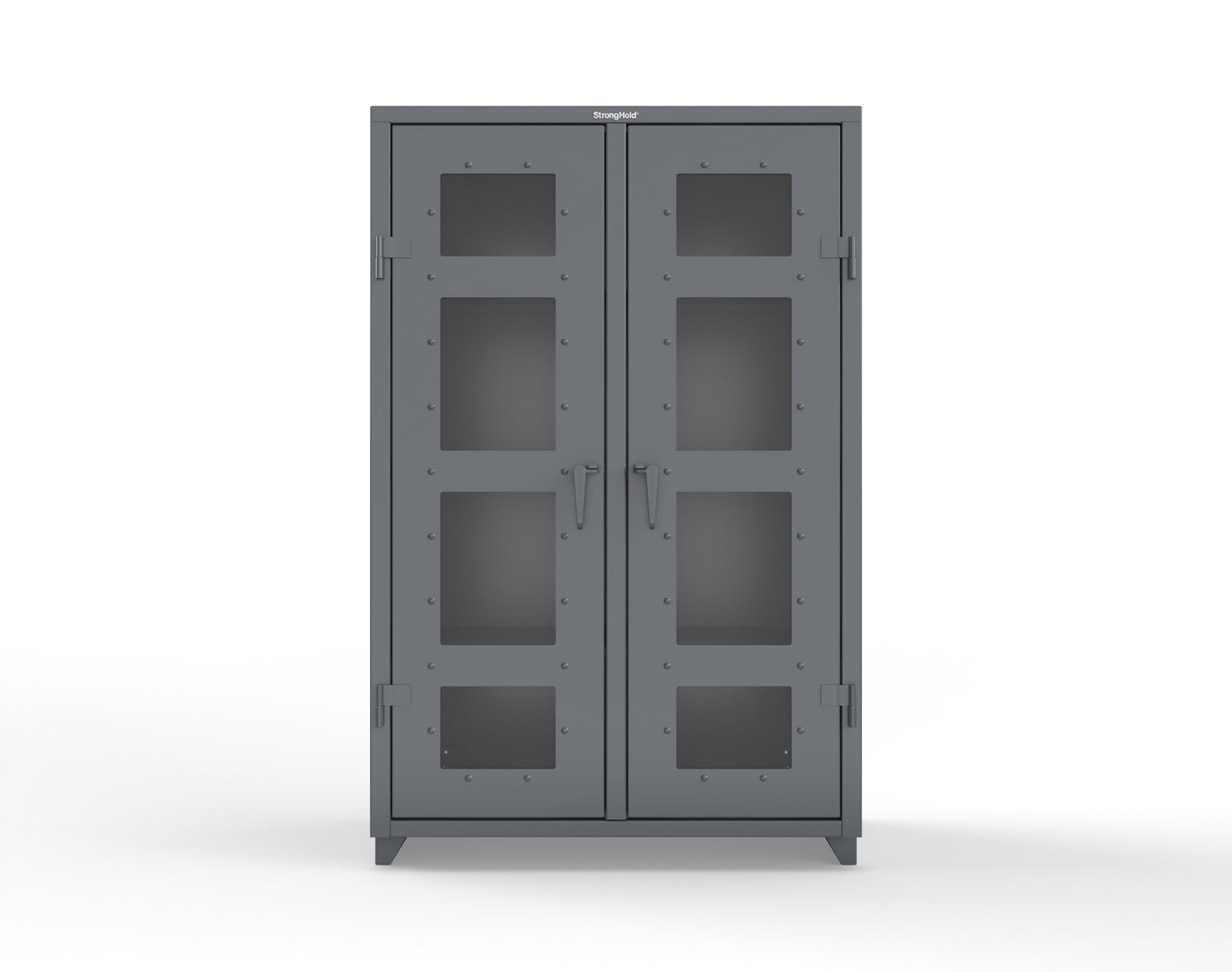 Extra Heavy Duty 14 GA Double Shift Clear View Cabinet with 6 Shelves - 48 In. W x 24 In. D x 75 In. H - 46-DS-LD-246-L-7024