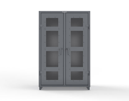 Extra Heavy Duty 14 GA Double Shift Clear View Cabinet with 6 Shelves - 48 In. W x 24 In. D x 75 In. H - 46-DS-LD-246-L-7024