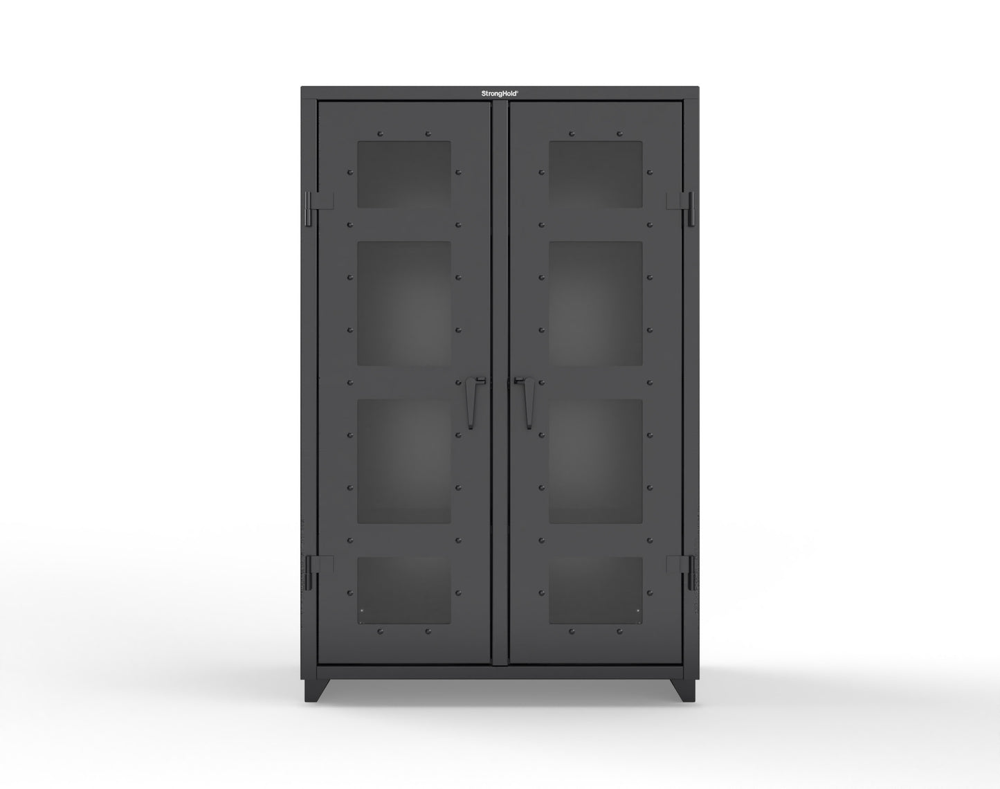 Extra Heavy Duty 14 GA Double Shift Clear View Cabinet with 6 Shelves - 48 In. W x 24 In. D x 75 In. H - 46-DS-LD-246-L-9005