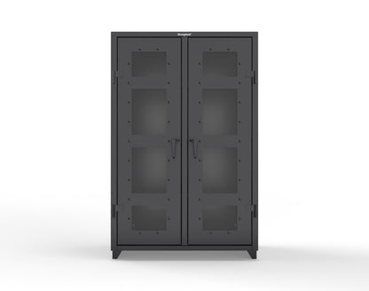 Extra Heavy Duty 14 GA Double Shift Clear View Cabinet with 6 Shelves - 48 In. W x 24 In. D x 75 In. H - 46-DS-LD-246-L-9005
