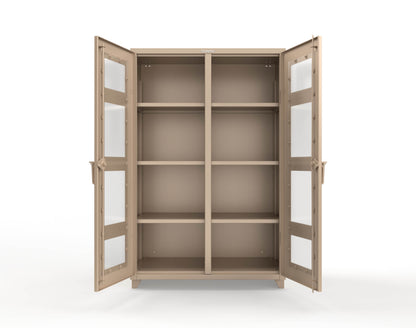 Extra Heavy Duty 14 GA Double Shift Clear View Cabinet with 6 Shelves - 48 In. W x 24 In. D x 75 In. H - 46-DS-LD-246-L-1019