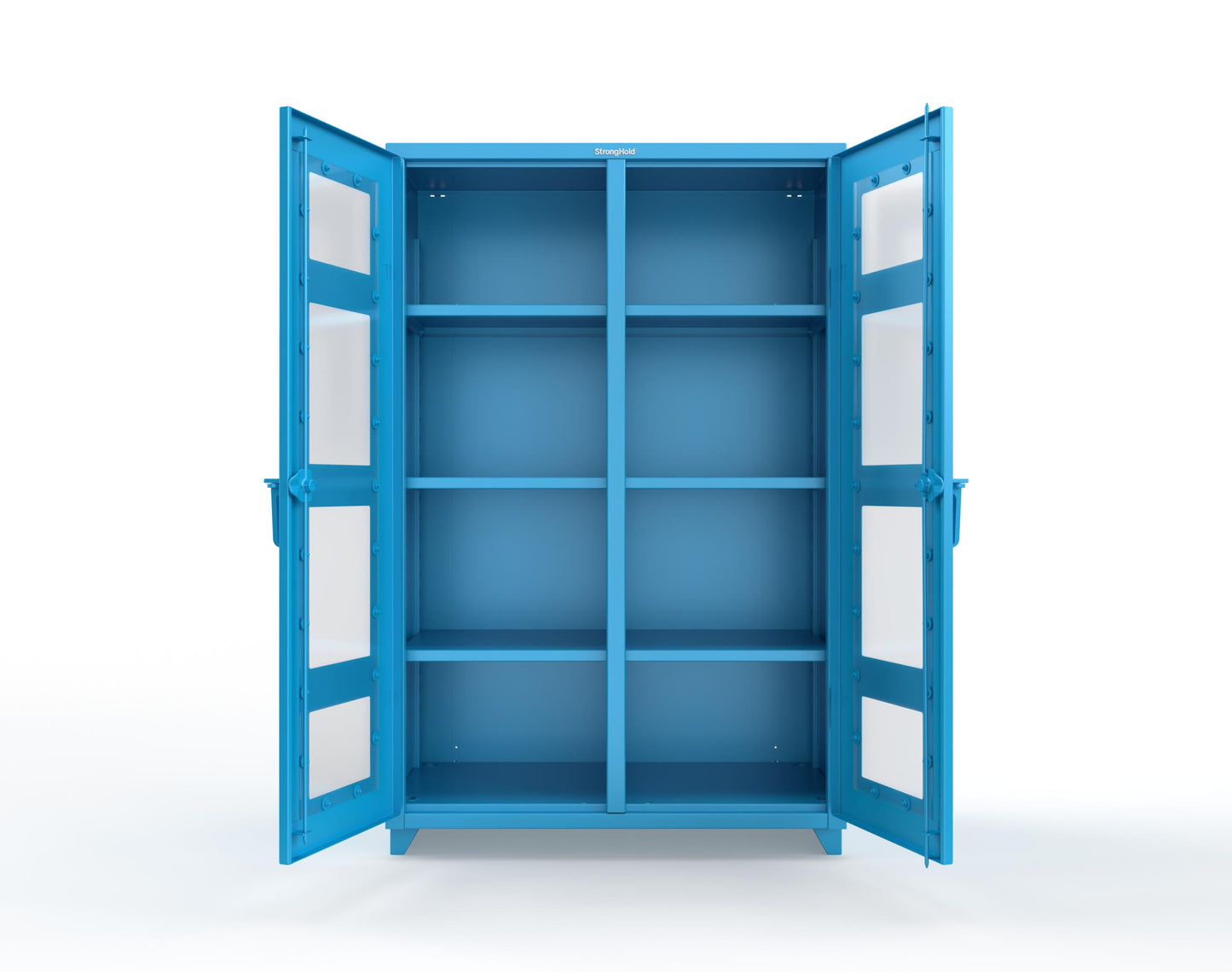 Extra Heavy Duty 14 GA Double Shift Clear View Cabinet with 6 Shelves - 48 In. W x 24 In. D x 75 In. H - 46-DS-LD-246-L-5012